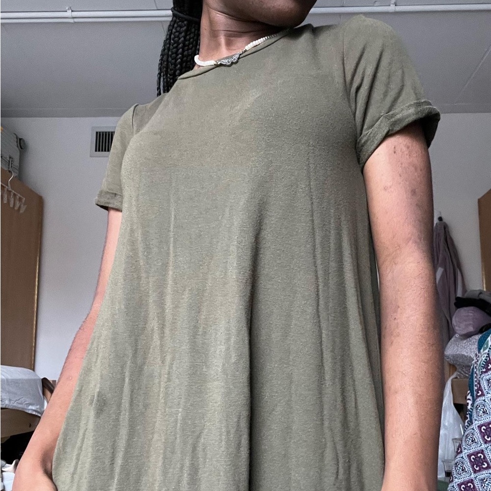 Green T-shirt dress